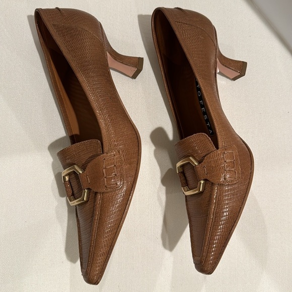 ROBERTO FESTA Embossed Tan LOAFER with Buckle, Size 9.5 - Picture 8 of 11